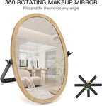 Vanity Makeup Table Mirror - Desk Mirrors 360 Adjustable Rotation,Wood Framed Small Standing Mirror for Bedroom,Tabletop,Office,Antique,Dresser,Countertop 11.8'' x 7.8''