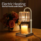 Candle Warmer Lamp, Wax Warmer Candle Lamp Timer & Dimmer 7-Levels, Compatible Most Jar Candles, Top Melting, Cystal Candle Heater Lamp for Scented Wax, Elegant Home Decoration, Black