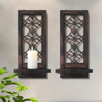Set of 2 Candle Sconces, Farmhouse Accent Wall Sconce, Caramel Color Candle Holder Wall Decorations for Home Décor, Living Room, Dining Room.(15 x6 in)