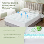 Hansleep Full Size Mattress Topper Viscose Derived from Bamboo, Memory Foam Pillow Top Mattress Topper Full with Deep Pocket, Breathable Mattress Pad for Back Pain Relief, 54" x75", White