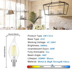 TOBUSA Dimmable E12 Candelabra LED Bulbs 60 Watt Incandescent Equivalent, 5000K Daylight White, Clear LED Chandelier Light Bulbs 6W, 600lm, CA11 Vintage Ceiling Fan Light Bulbs with Flame Tip, 6-Pack