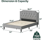 ZINUS Kellen Upholstered Scalloped Platform Bed Frame, Mattress Foundation, Wood Slat Support, No Box Spring Needed, Easy Assembly, Full