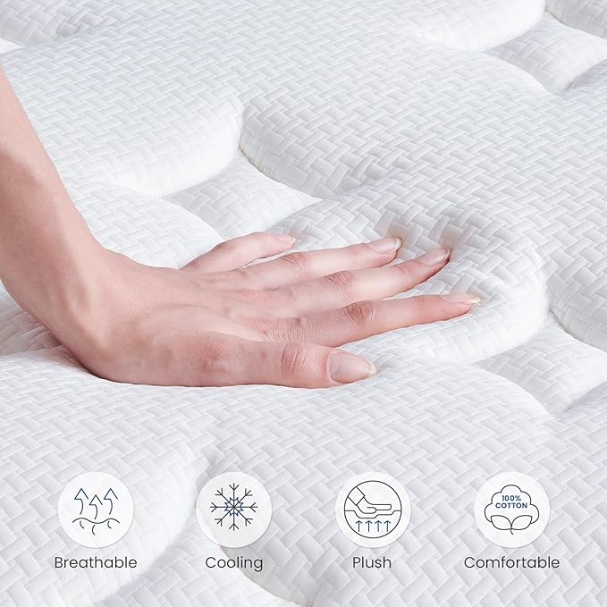 Queen Size Mattresses, 14 Inch Queen Size Mattress in a Box with Gel Memory Foam, Individually Pocketed Springs for Pressure Relief and Back Pain Relief - Plush