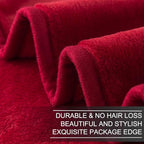 Fleece Queen Size Summer Blanket All Season 350GSM Lightweight Throw for The Bed Extra Soft Brush Fabric Winter Warm Sofa Blanket 90" x 90"(Red Queen)
