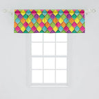 Ambesonne Geometric Window Valance, Vivid Colored Stained Glass Style Pattern Wavy Lines Curves Oval Shapes Modern, Curtain Valance for Kitchen Bedroom Decor with Rod Pocket, 54" X 18", Multicolor