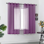 DUALIFE 54 Inch Length Purple Sheer Curtains for Girls Bedroom Set of 2 Panels Grommet Window Semi Voile Drapes Purple Sheer Curtains for Living Room Kids Decor Dark Royal Purple 52x45 Long
