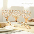Crystal Tealight Candle Holder Centerpiece Home Decorative Candlestick Holder Elegant Table Centerpiece Home Decor Wedding Party Anniversary (Gold, 3 Arm of 4 Pcs)