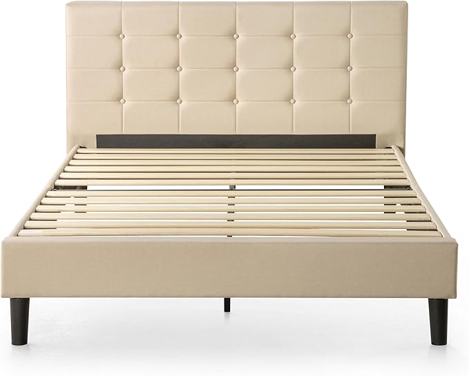 ZINUS Ibidun Upholstered Platform Bed Frame, Mattress Foundation, Wood Slat Support, No Box Spring Needed, Easy Assembly, Full, Beige