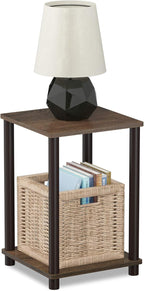 FURINNO Turn-N-Tube Haydn End Table, 1-Pack, Walnut/Brown