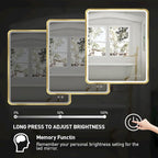 30x36 Inch LED Bathroom Mirror with Lights,Gold Metal Frame Lighted Vanity Mirror, Anti Fog Design&Dimmable&Touch Switch,Large Wall Mounted Mirror for Bathroom Decor (Horizontal&Vertical)