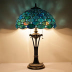 Tiffany Table Lamp Sea Blue Pearl Stained Glass Desk Lamp 16X16X24 Inches Reading Light