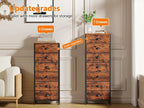 Furnulem Bedroom Dresser with 7 Drawers,Tall Industrial Fabric Chest of Drawers, Vertical Storage Tower Bedside Furniture in Living Room,Closet,Entryway-Sturdy Steel Frame(Rustic Brown)