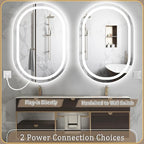 LED Oval Bathroom Mirror 40"x24" Oval Bathroom Vanity Mirror for Wall Anti-Fog 3 Colors & Dimmable Bathroom Mirror for Over Sink with Lights Memory Function Shatterproof LED Mirror