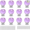 12 Pcs 30mm Round Shape Crystal Glass Cabinet Knobs with Screws Drawer Knob Pull Handle Used for Kitchen, Dresser, Door, Cupboard(Purple)