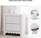 Signature Design by Ashley Mollviney Minimalist 2 Drawer Nightstand with USB Ports, 24.25" Tall, White