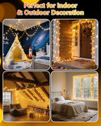 Twinkle Star 100 LED Star String Lights, 33FT Plug in Fairy String Lights Waterproof, Extendable for Indoor, Outdoor, Wedding Party, Christmas Tree, New Year, Ramadan, Garden Decoration, Warm White