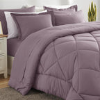 CozyLux Full Size Comforter Sets Dusty Purple - 7 Pieces Bed in a Bag Full, Soft Bed Set for All Seasons, Bedding Set with Down Alternative Comforter, Sheets, Pillowcases & Shams, Grayish Purple