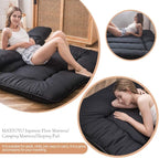 MAXYOYO Japanese Floor Mattress Futon Mattress, 4" Thicken Tatami Mat Sleeping Pad Foldable Roll Up Mat Boys Girls Dormitory Pad Kids Floor Lounger Pillow Bed, Black, Full