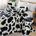 Flannel Fleece Cow Print Blanket Queen Size - Premium Anti-Static Super Soft Cozy Plush, Lightweight Microfiber Winter Warm Throw Blanket for Couch Sofa Bed 90" x 90"(Black Cow Queen)