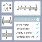 Coat Rack Wall Mount – Brushed Nickel 15 Inch Stainless Steel Hook Rail with 5 Heavy Duty Double Coat Hooks – Wall Mounted Coat Hanger for Entryway, Bathroom, Bedroom, Towel, Hat Organizer - 2 Pack
