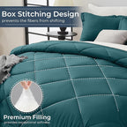 HEVUMYI King Comforter Set - 7-Piece All Season Bed in a Bag King, Ultra Soft Bedding Set with Comforter, Flat Sheet, Fitted Sheet, Pillowcases, Pillow Shams, Peacock Blue & Ivory