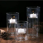 Set of 3 Cylinder Glass Decorative Hurricane Candle Holder Clear Votive Candle Holders Table Centerpieces for Dining Room Wedding Parties Home Decorations