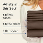 King 6 Piece Sheet Set - Comfy Breathable & Cooling - Ultra Soft Hotel Luxury Bedding Set with 8-16 Inch Deep Pockets - 1 Flat & 1 Fitted Sheet & 4 Pillowcases - Cozy, Wrinkle Free & Easy Care - Brown