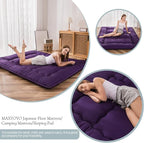 MAXYOYO Japanese Floor Futon Mattress, Roll Up Floor Mattress for Adults Foldable Tatami Mat Sleeping Pad Dormitory Bed Lounger, Purple, Twin Size