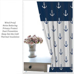 Anchor Pattern Curtains, Nautical Theme Navy Blue White Anchor Sea Life Adventure Print Blackout Window Treatments for Living Room Boys Men's Bedroom 84x84in