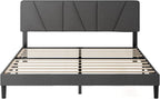 ZINUS King Maya Upholstered Bed Frame with Asymmetric Headboard, Durable Wooden Slats, Sturdy Framework, Noise Free Sleep, No Box Spring Needed, Easy Assembly, Eco Friendly Packaging, Dark Grey