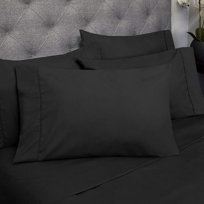 Twin Size Bed Sheets - 4 Piece 1500 Supreme Collection Fine Brushed Microfiber Deep Pocket Twin Sheet Set Bedding - 1 EXTRA PILLOW CASES, GREAT VALUE, Twin, Black