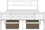 Yaheetech Full Size Metal Platform Bed Frame with Simple Headboard and Footboard, Mattress Foundation for Under Bed Storage, Steel Slat Support, No Box Spring Needed, Easy Assembly, White