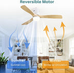 Sofucor Ceiling Fan with Lights-52 Inch Flush Mount Ceiling Fan with Light and Remote Control, Low Profile Wood Blades Modern Outdoor Ceiling Fans for Bedroom/Farmhouse/Patio/Indoor, Quiet DC Motor