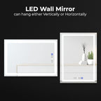 Bathroom Vanity LED Mirror for Wall with Anti Fog, Dimmable Touch Button, Adjustable Color Temperature, Memory Function 30"x40" by Fab Glass and Mirror