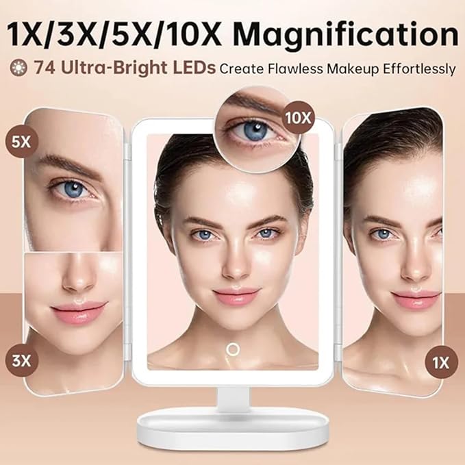 Vanity Mirror Pro, Trifold Led Makeup Mirror, Aristoparis Makeup Mirror, Glisera Makeup Mirrors, Glisera Smart Mirror with Lights,LED Trifold Vanity (Pink)