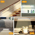 Under Cabinet Lighting 8 Inches Rechargeable Motion Sensor Light Indoor, 3 Color Dimmable Closet Light Battery Operated, USB Stick on LED Magnetic Under Counter Lights for Kitchen Stair, 3 Packs