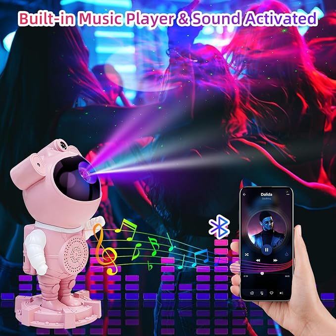 Astronaut Galaxy Projector Starry Projector, Bluetooth Music- White Noise for Sleep-Star Moon Nebula Night Light for Bedroom,360° Adjustable Galaxy with Remote,Timer,Star Light Projector