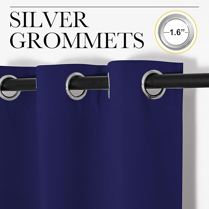 NICETOWN Room Darkening Curtains for Kitchen, Royal Blue, Set of 2, 42 inches Wide by 50 inches Long, Window Treatment Thermal Insulated Solid Grommet Room Darkening Curtains/Drapes for Bedroom