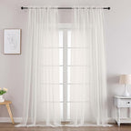 Chyhomenyc Extra Long Ivory Sheer Curtains 108 Inches Long 2 Panels, Light Filtering Ivory Curtains for Living Room, Soft Gentle Voile Rod Pocket Bedroom Window Drapes, 59Wx108L Inch, 9FT, 2PCS