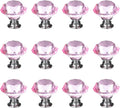12pcs Diamond Shape Crystal Glass 30mm Cabinet Drawer Knob Pink