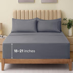 LuxClub 4 PC California King Size Sheet Set Bed Sheets Deep Pockets Wrinkle Free Cooling Sheets Machine Washable Hotel Bedding Silky Soft - Light Grey California King