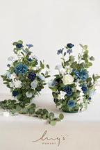 Ling's Moment 41" Tall Free Standing Artificial Flowers Arrangements 2 pcs Wedding Arch Altar Stage Decorations Dusty Blue Navy for Ceremony Reception Silk Rose Fake Floral Party Outdoor Beach Decor