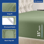 DREAMCARE King Size Sheets Set - Cooling Bed Sheets - 4pcs Set - up to 15" Deep Pocket King Sheet Set – Soft & Long Lasting Cooling - 100% Fine Brushed Microfiber with Side Pocket - Sage Green