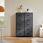 DUMOS Dresser for Bedroom, 10 Storage Drawers, Wide Fabric Closet Chests Organizer Tower Furniture with Wooden Top Metal Frame for Clothes, Guest Room, Living Room, Hallway, Entryway