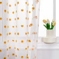 MYSKY HOME Large Pom Pom White Sheer Curtains for Living Room - 108 Inch Burnt Orange - Extra Long Light Filtering Rod Pocket Window Panels - 52 x 108 inch - 2 Pieces