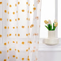 MYSKY HOME Orange Pom Pom Sheer Curtains for Girls Bedroom & Nursery - 72 Inch Long, 2 Panels, Light Filtering, Rod Pocket, Semi Window Drapes - 52 x 72 inch