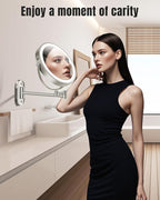 Wall Mounted Makeup Mirror with Light, 20X/1X 8'' Double Sided LED Magnifying Bathroom Lighted Vanity Mirror with Magnification, 3 Color Light up Touch Dimmable Extended Arm 360 Rotation