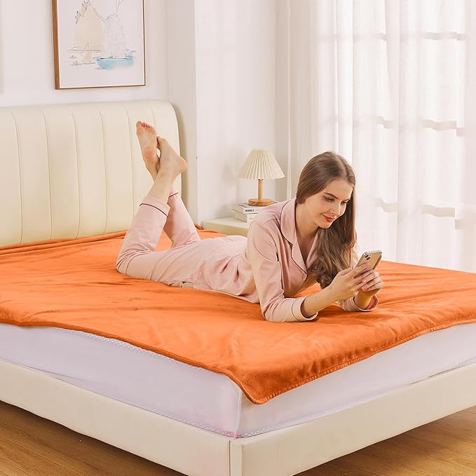 Soft King Size Blanket for All Season Warm Fuzzy Microplush Lightweight Thermal Fleece Summer Autumn Fall Winter Spring Blankets for King Calking Bed Couch Sofa,90x108 Inches,Orange