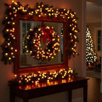 QBIS 120 LED Christmas Cluster Fairy Lights – Red, Orange, Yellow Indoor Decorative String Lights, Plug-in Fall Decor for Indoor or Outdoor use.