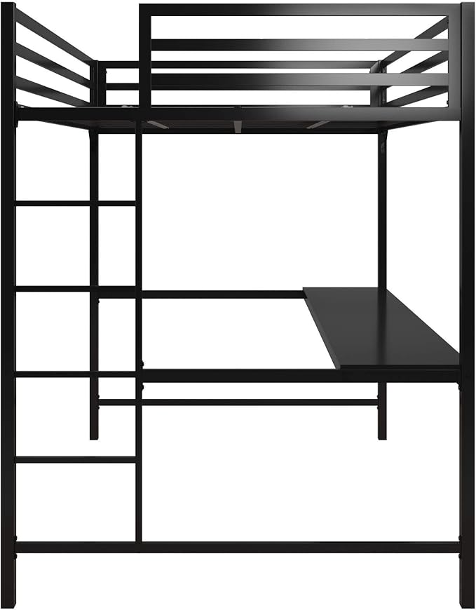 DHP Miles Metal Full Loft Bed with Desk, Black